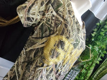 Load image into Gallery viewer, Girls with Guns Camo & Gold Glitter Graphic Tee XL