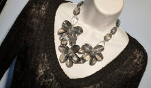 Load image into Gallery viewer, Smoked Faceted Lucite Glass Chunky Flower Necklace