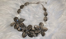 Load image into Gallery viewer, Smoked Faceted Lucite Glass Chunky Flower Necklace