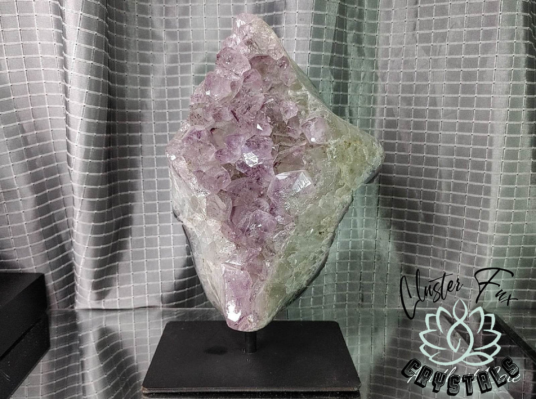 Amethyst Prasiolite Crystal Cluster on Stand