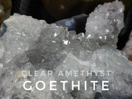 Clear Amethyst & Goethite Crystal Cluster