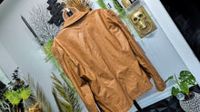 Load image into Gallery viewer, Point Zero Caramel Tan Pu Leather Embroidery Jacket LG *FLAW*
