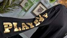 Load image into Gallery viewer, Men's Black &amp; Gold Playboy Long Sleeve Shirt LG
