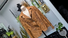 Load image into Gallery viewer, Point Zero Caramel Tan Pu Leather Embroidery Jacket LG *FLAW*
