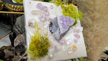 Load image into Gallery viewer, 3" Mini Amethyst &amp; Opalite Crystal Epoxy Canvas Art (stand Included)
