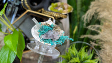 Load image into Gallery viewer, Amethyst &amp; Selenite Crystals in Moss Seashell (stand Included)
