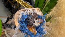Load image into Gallery viewer, Amethyst, Citrine, Selenite Crystals &amp; Artificial Moss in Seashell (stand Included)
