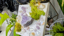 Load image into Gallery viewer, 3" Mini Amethyst &amp; Opalite Crystal Epoxy Canvas Art (stand Included)

