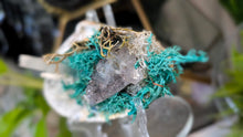 Load image into Gallery viewer, Amethyst &amp; Selenite Crystals in Moss Seashell (stand Included)
