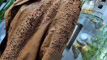 Load image into Gallery viewer, Point Zero Caramel Tan Pu Leather Embroidery Jacket LG *FLAW*
