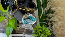 Load image into Gallery viewer, Amethyst &amp; Selenite Crystals in Moss Seashell (stand Included)
