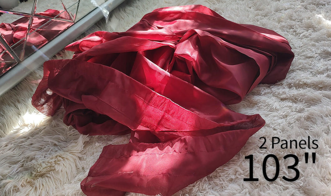 Deep Red Burgundy Sheer Curtain Panels 2pc