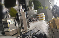Mirrored Rhinestone Soap Dispenser Set 2pc