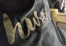 Load image into Gallery viewer, Black &amp; Gold &quot;Hustle&quot; Velour Decor Pillows x2
