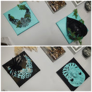 Gothic Tiffany Blue & Black Spider & Buddha Canvas Art (4pcs)