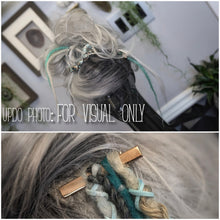 Load image into Gallery viewer, Grey &amp; Teal Dread Lock Hair Clip Extensions (1pc)
