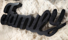 Load image into Gallery viewer, Black Plastic/Wood Signs &quot;Love&quot; &amp; &quot;Family&quot;
