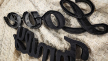 Load image into Gallery viewer, Black Plastic/Wood Signs &quot;Love&quot; &amp; &quot;Family&quot;
