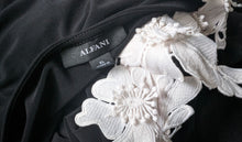 Load image into Gallery viewer, Alfani Black Open Shoulder Floral Trim Top XL
