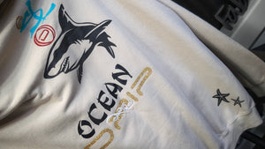 Ocean Vibes Shark Glitter Hoodie LG