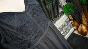 Tahari Lace Corset Sheer Maxi Cover Mini Dress XL
