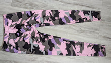 Load image into Gallery viewer, Pink &amp; Grey Camouflage Camo Activewear Leggings LG
