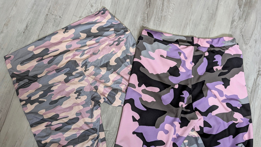 Pink & Grey Camouflage Camo Activewear Leggings LG