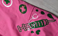 Nurse Drip Glitter Green & Pink Medical Scrub Pants XL