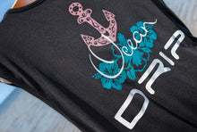 Load image into Gallery viewer, Ocean Drip Black Anchor &amp; Orchid Rouched Dress XXXL
