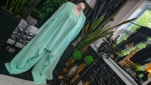 Mint Flowy Sheer 3pc Pant & Robe Suit 18W NWT