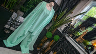 Mint Flowy Sheer 3pc Pant & Robe Suit 18W NWT