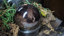 Load image into Gallery viewer, 2&quot; Red Garnet Sphere w/Selenite Charging Wands in Wood Display Case
