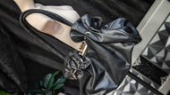 Vintage Leather Spiked Ruffle Ball Clasp Hobo Purse Bag