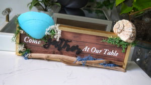Handmade East Coast Seashell Ocean Beach Vibes Table Sign