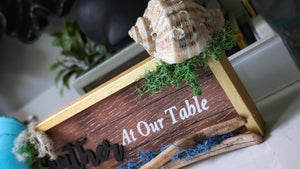 Handmade East Coast Seashell Ocean Beach Vibes Table Sign
