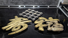 Load image into Gallery viewer, Asian Kanji Solid Brass &amp; Silver Plated Pot or Planter Holders 3pcs
