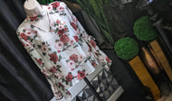 Sheer Boho Sleeve White Floral Blouse Top MD-LG