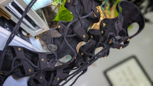 Aldo Black Velour Gladiator Sandals sz8