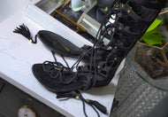 Aldo Black Velour Gladiator Sandals sz8