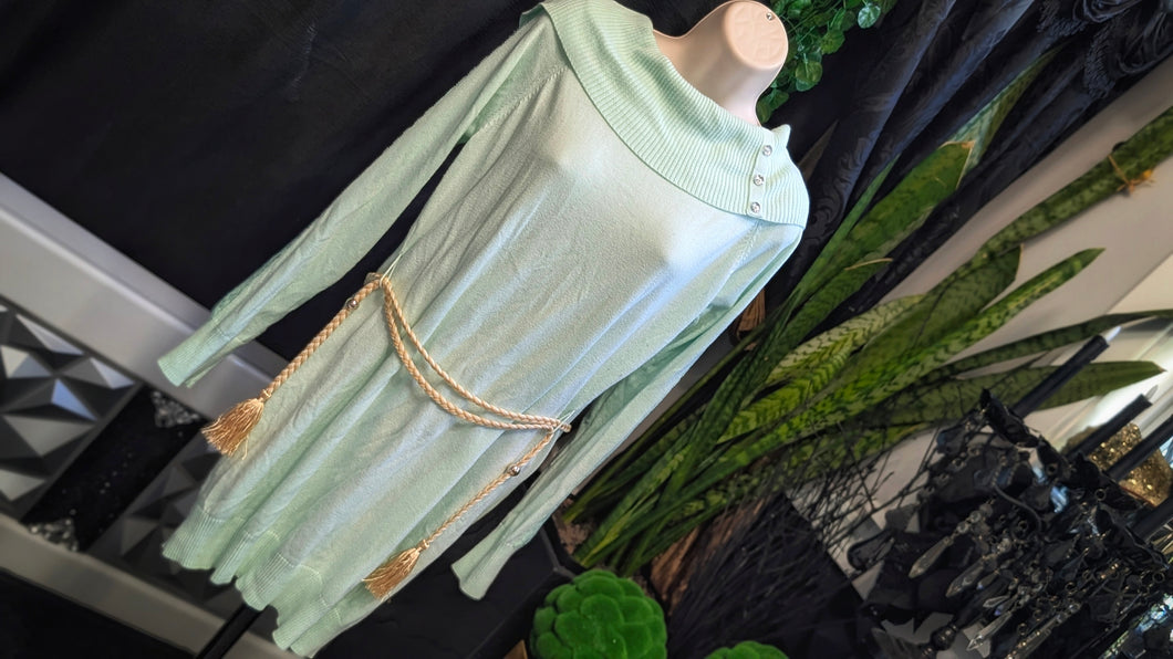 Candie's Mint Green Lace Accent Cowl Neck Sweater XL