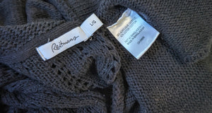 Reitmans Black Mesh Cardigan Sweater LG-XL