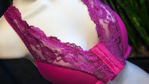 Nula Lift Pink Front Clip Lace Bra XL