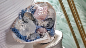 Angel Aura Crackle Quart Crystal & Artificial Moss in Seashell