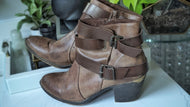 Blowfish Tan Vegan Leather Western Buckle Ankle Boots 9/9.5