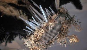 Wall Mount Pampas Grass Arrangement w/Selenite Crystal Shards