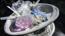 Load image into Gallery viewer, Selenite &amp; Amethyst Crystals in Moss Seashell
