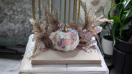 Handmade Whimsical Halloween Pink Pumpkin & Amethyst Crystal Table Art