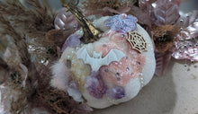 Load image into Gallery viewer, Handmade Whimsical Halloween Pink Pumpkin &amp; Amethyst Crystal Table Art
