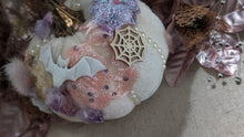 Load image into Gallery viewer, Handmade Whimsical Halloween Pink Pumpkin &amp; Amethyst Crystal Table Art
