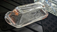 Load image into Gallery viewer, Glass Butter Dishes (LG top is plastic w/heat surface cracks from Dishwasher)
